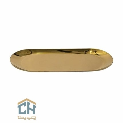 سینی بیضی متوسط استیل طلایی گلدکیش مدل 3-228