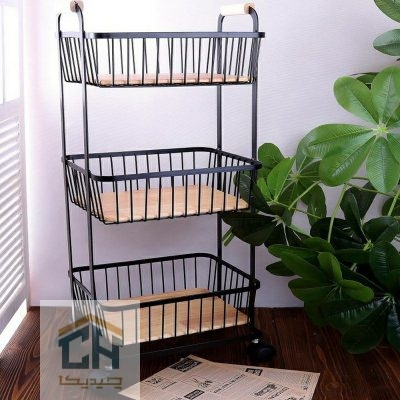 سبد سه طبقه چوب وفلز مدل 1513 (1)