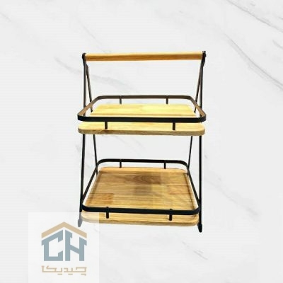 استند دو طبقه چوب و فلز مدل 1518