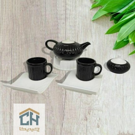 ست چای خوری 2 نفره سفید-مشکی مدل دنیز کد 44103