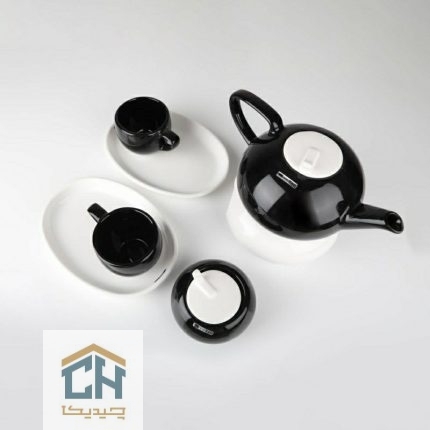 ست چای خوری 2 نفره سفید-مشکی مدل رجینال کد 44001