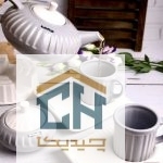 ست چای خوری 2 نفره سفید-طوسی مدل دنیز کد 44102