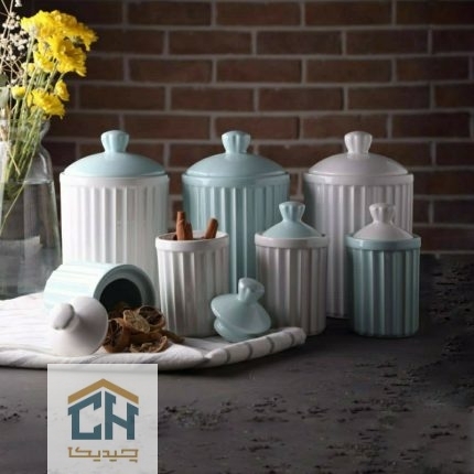 ست پاسماوری سرامیکی 7 تکه سفید-سبز مدل 108405 (1)