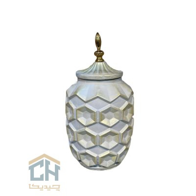 بانکه دکوری طرح زنبوری طوسی طلایی سایز متوسط