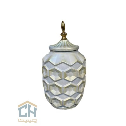 بانکه دکوری طرح زنبوری طوسی طلایی سایز متوسط