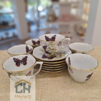 ست چای خوری چینی طرح پروانه مدل 101128
