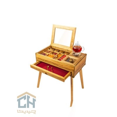 میز پذیرایی چوب و برنج مستطیل گلدکیش طرح WOOD مدل GK829603