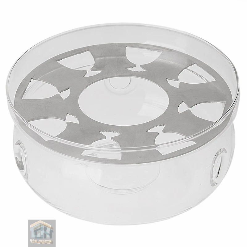 وارمر قوری پیرکس شیشه ای گرد با صفحه استیل