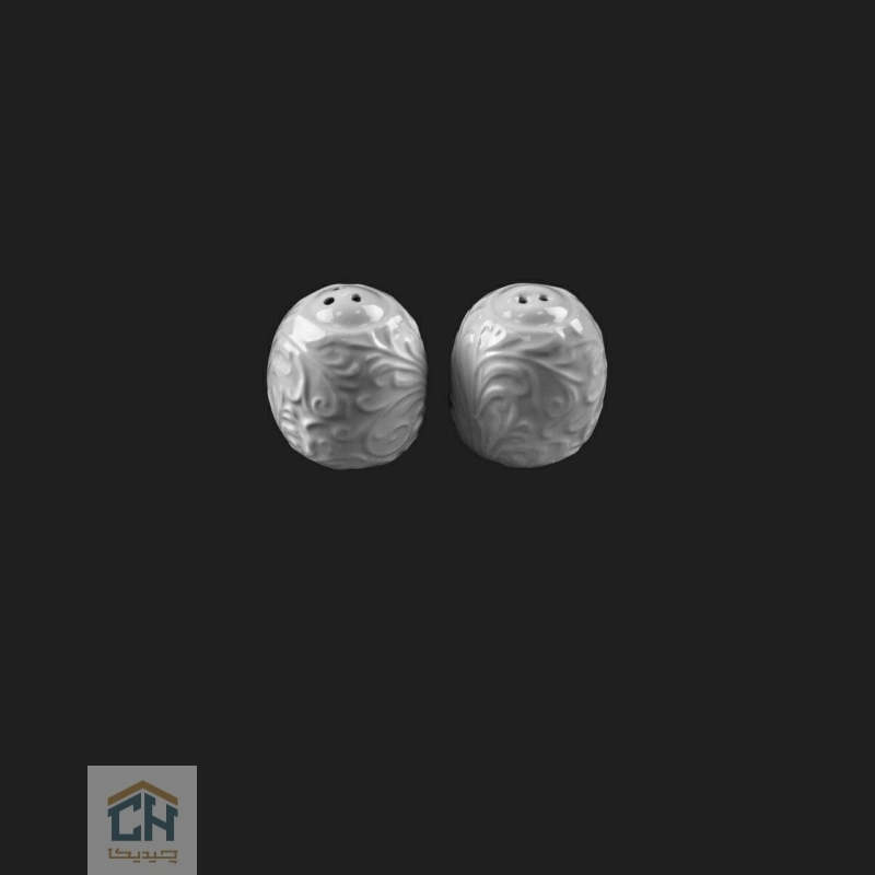 Goldkish ceramic salt and pepper shaker royal design model GK153809 (1) نمکدان سرامیکی گلدکیش ست 2 تایی طرح Royal مدل GK153809 (1)