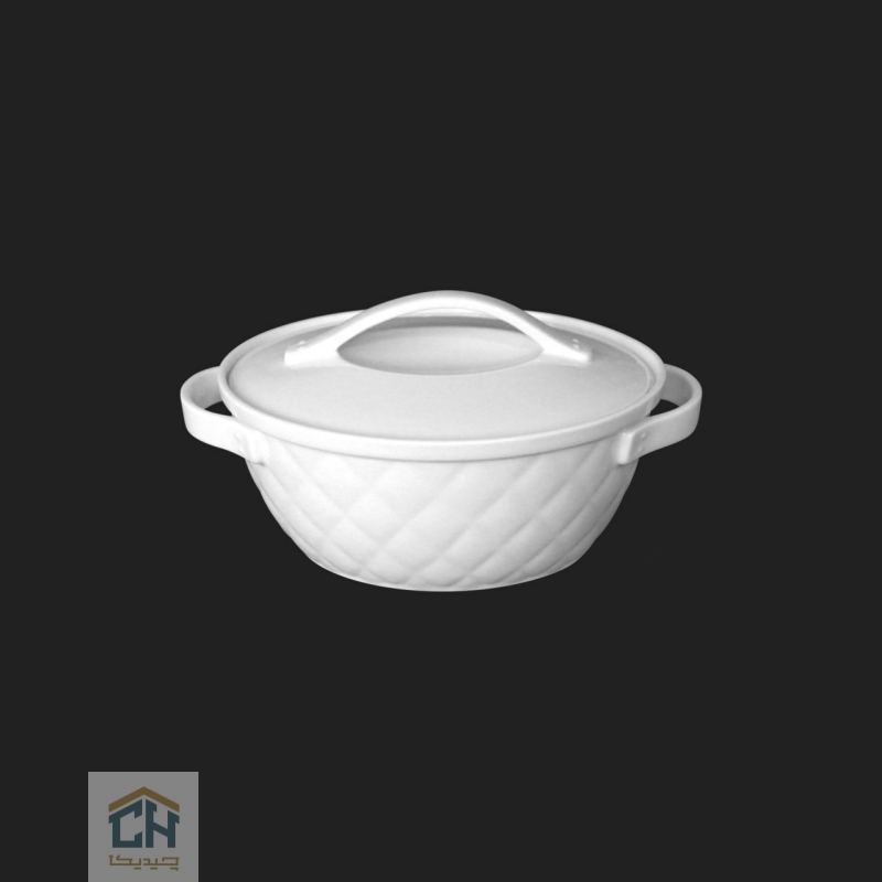 Goldkish oval ceramic pot with lid burberry design model GK551930 قابلمه سرامیکی بیضی بزرگ گلدکیش طرح Burberry مدل GK551930