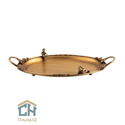 سینی بیضی کوچک برنجی گلدکیش مدل GK843044