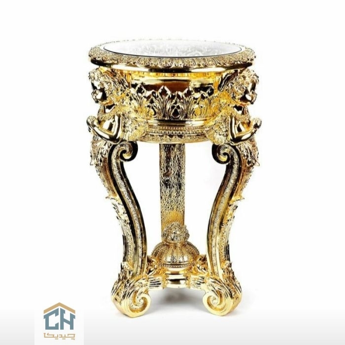 میز سه پایه طلایی گلدکیش طرح فرشته مدل 1-1433