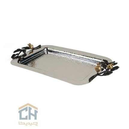 سینی استیل و برنج مستطیل کوچک گلدکیش طرح Ruby مدل GK879126-1