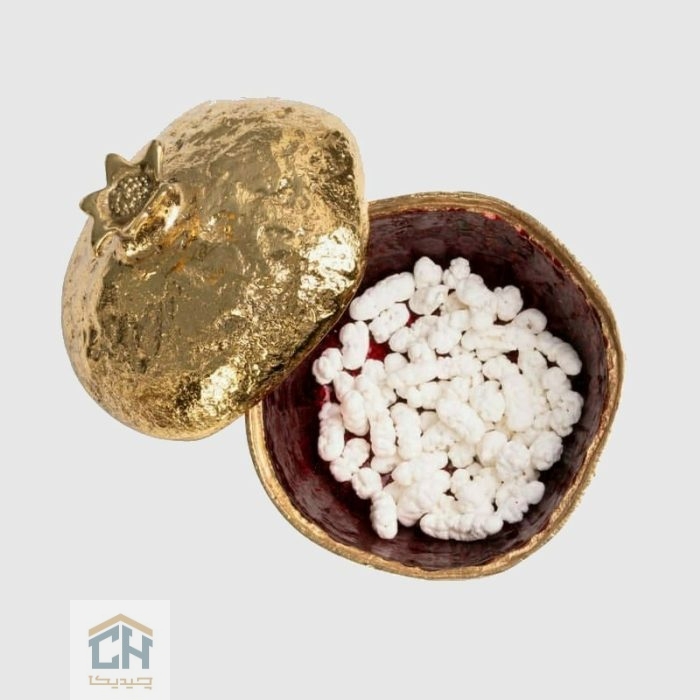 مربا خوری برنجی بزرگ گلدکیش مدل انار طرح BRASS کد GK841211 (3)