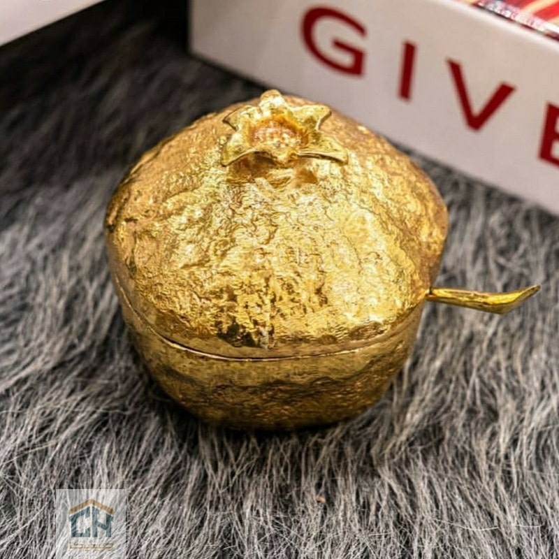 Goldkish small brass jam BRASS design model GK841210 (1) مربا خوری برنجی کوچک گلدکیش مدل انار طرح BRASS کد GK841210 (1)