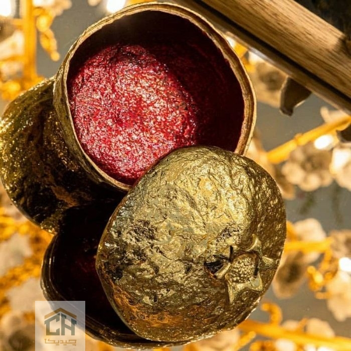 مربا خوری برنجی کوچک گلدکیش مدل انار طرح BRASS کد GK841210 (2)