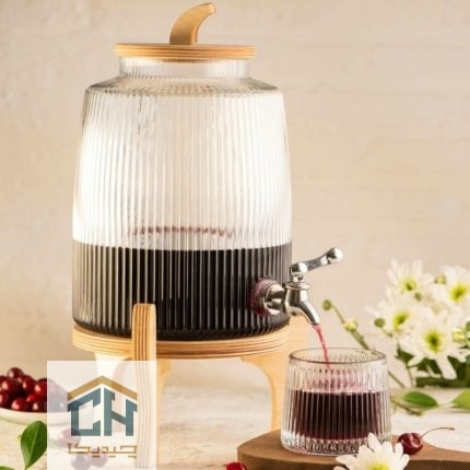 کلمن شیشه ای پایه چوبی طرح لوتوس مدل 3277