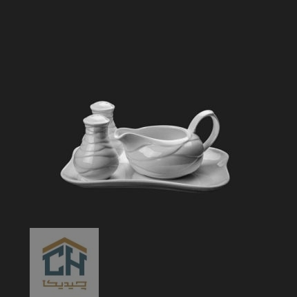 سس خوری و نمکدان سرامیکی گلدکیش ست 4 تکه طرح Wave مدل G104812 (1)