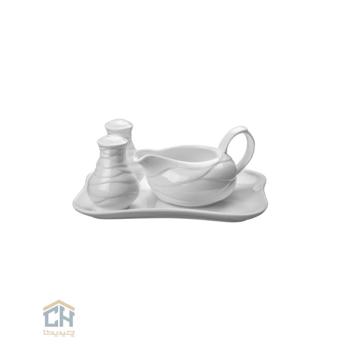 سس خوری و نمکدان سرامیکی گلدکیش ست 4 تکه طرح Wave مدل G104812 (2)