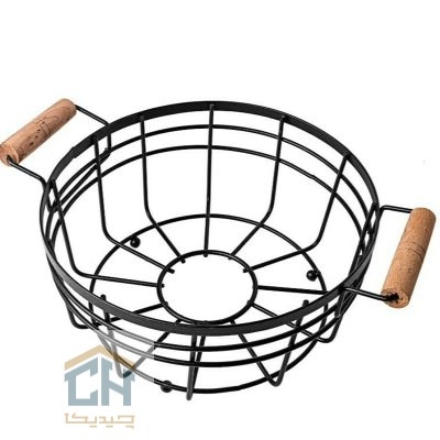 سبد گرد فلزی دسته چوبی کوچک مدل 3345