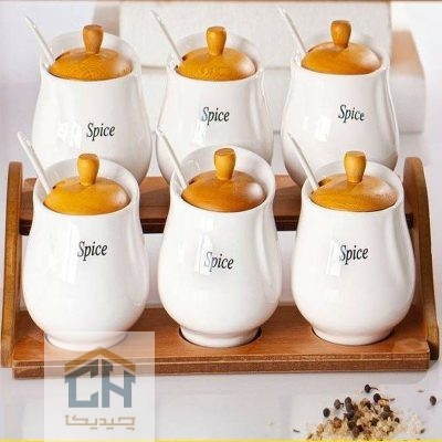 جا ادویه 2 طبقه چوب و سرامیک مدل 50036S