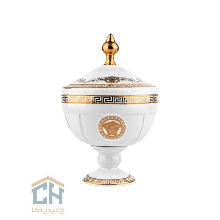 شکلات خوری سرامیکی پایه دار گلدکیش طرح Versace مدل GK791820
