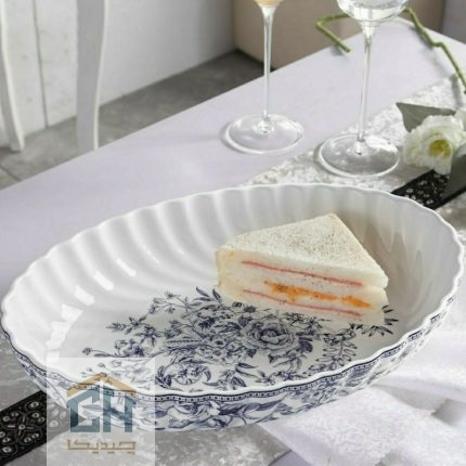 مرغ خوری چینی بیضی بزرگ گلدکیش طرح LOTUS مدل GK701146-1 (1)