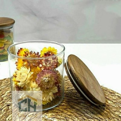 بانکه شیشه ای 10*9/5 درب چوبی مدل 81010 ACA