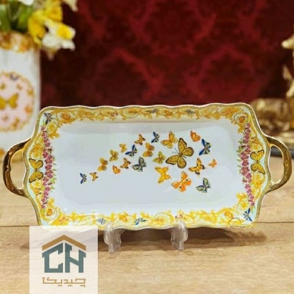 رولت خوری بزرگ چینی طرح پروانه آبی مدل R-55516