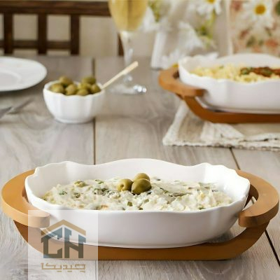 مرغ خوری سرامیکی پایه چوبی کوچک مدل 50014S