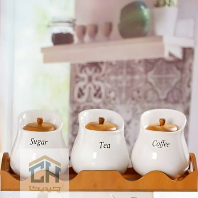 پاسماوری سرامیکی پایه چوبی ست 3 تایی مدل 50036L