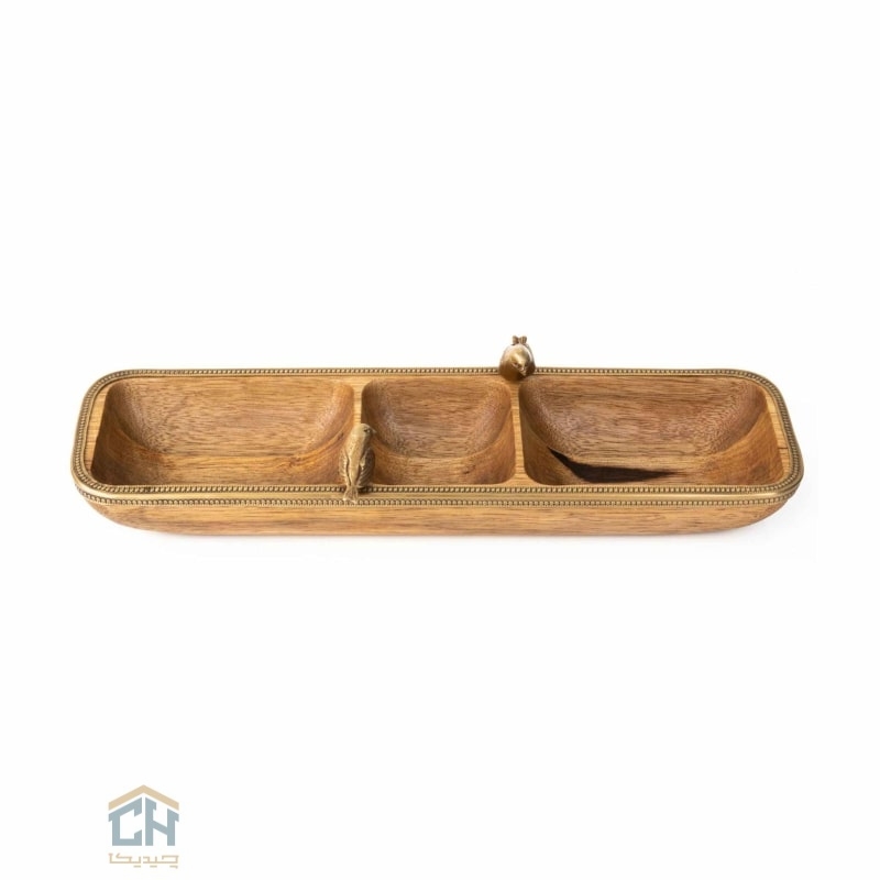 Goldkish 3-piece rectangular dining table WOOD design model GK829424 اردو خوری چوب و برنج مستطیل 3 تایی گلدکیش طرح WOOD مدل GK829424