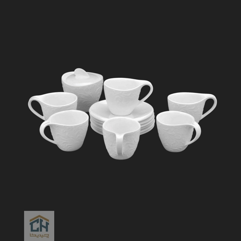 Goldkish ceramic cup and sugar bowl service royal design model GK159508 (1) چای خوری سرامیکی گلدکیش ست 6 نفره طرح Royal مدل GK159508 (1)