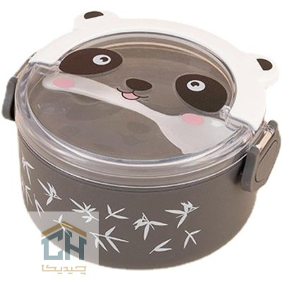 ظرف غذا طرح پاندا طوسی با درب قفلی (1)