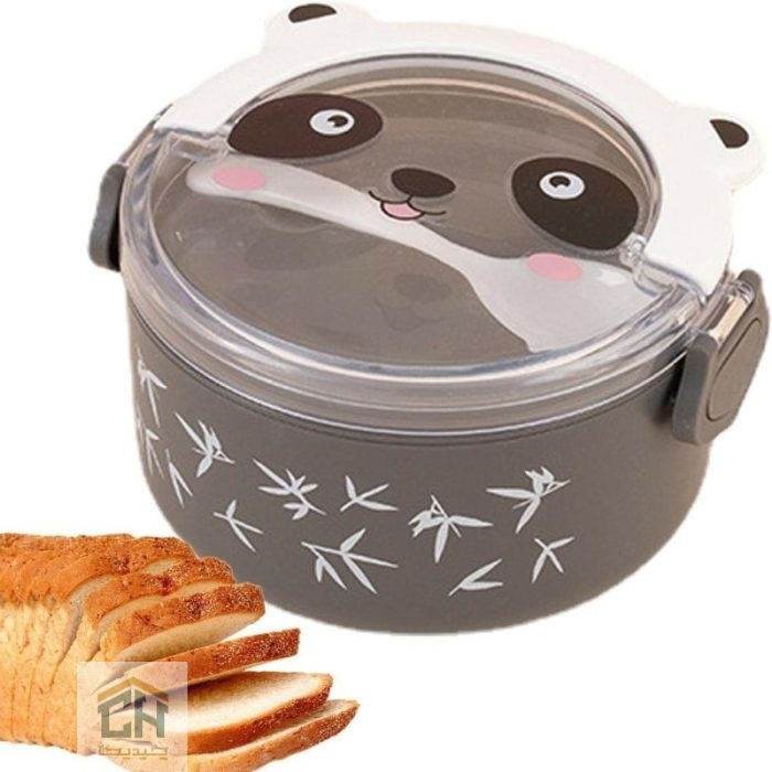 ظرف غذا طرح پاندا طوسی با درب قفلی (2)