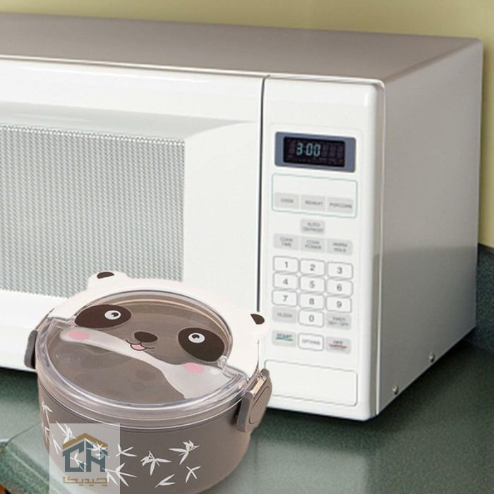 ظرف غذا طرح پاندا طوسی با درب قفلی (5)