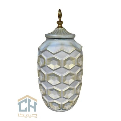 بانکه پلی استر بزرگ دکوری طرح زنبوری طوسی طلایی