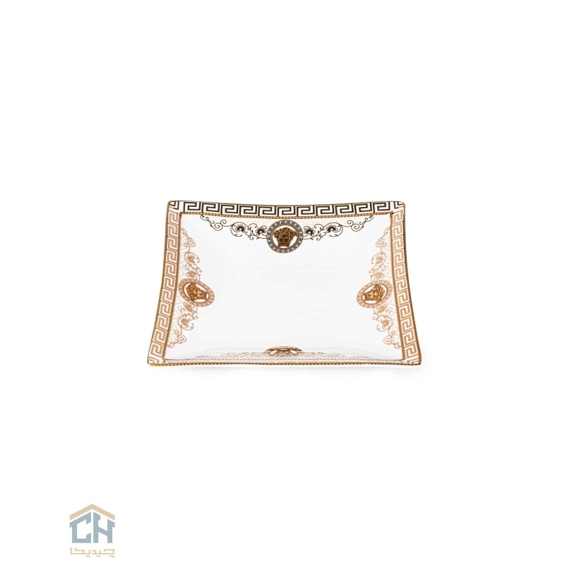 Goldkish ceramic square plate Versace design model GK791805 پیش دستی سرامیکی مربع گلدکیش ست 6 تایی طرح Versace مدل GK791805