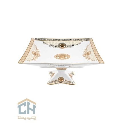 شیرینی خوری سرامیکی مربع متوسط گلدکیش طرح Versace مدل GK791801
