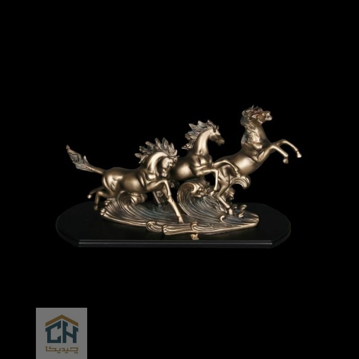 مجسمه اسب 3 تایی گلدکیش طرح برنز مدل 4632 (2)
