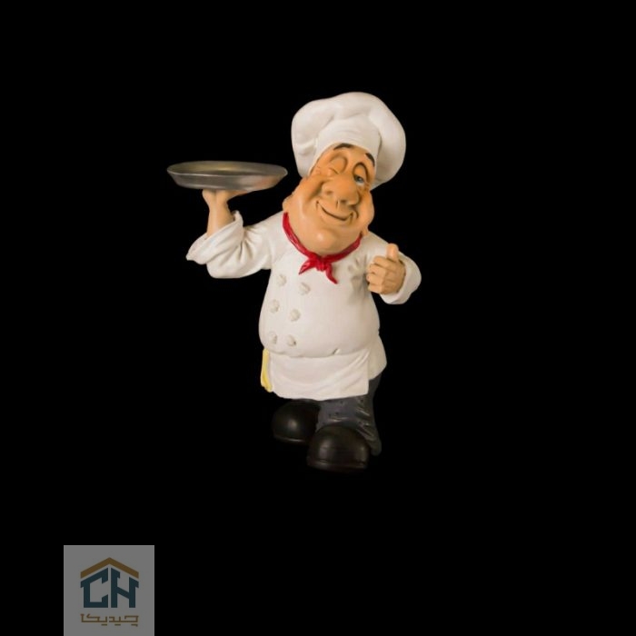 مجسمه آشپز مرد بشقاب بدست گلدکیش طرح کمیک مدل 4857 (2)