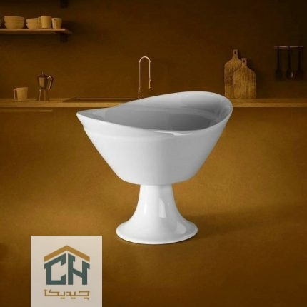 کاسه پایه دار بیضی سرامیکی کوچک مدل 3256B-P