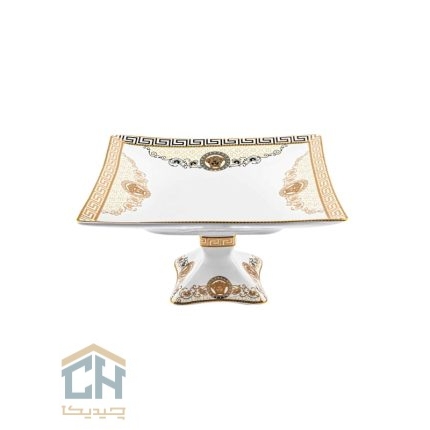 شیرینی خوری سرامیکی مربع کوچک گلدکیش طرح Versace مدل GK791800