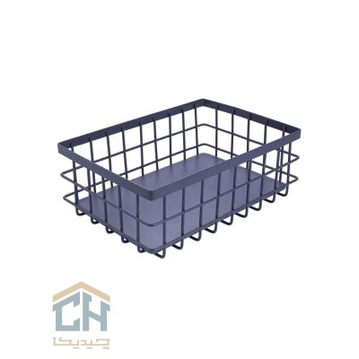 سبد مستطیل چوب و فلز طوسی طرح ALYSSA مدل 1-10502