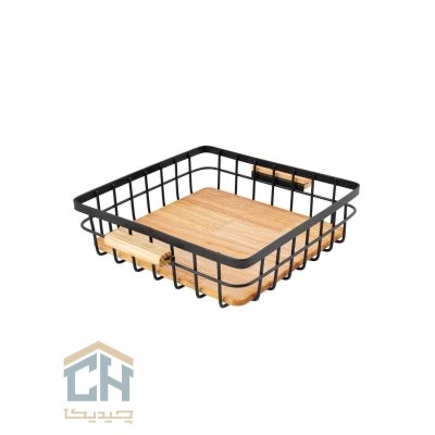 سبد مربع چوب و فلز مشکی طرح ALYSSA مدل 10601