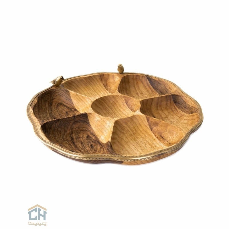 Goldkish wood and brass 7-piece flower pot WOOD design model GK829486 اردو خوری چوب و برنج گرد 7 تایی گلدکیش طرح WOOD مدل GK829486