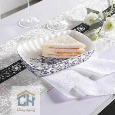 مرغ خوری چینی مستطیل کوچک گلدکیش طرح LOTUS مدل GK701133-1 (1)