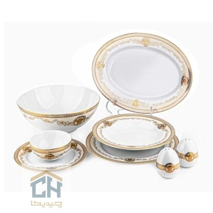سرویس غذاخوری سرامیکی 28 پارچه گلدکیش ست 6 نفره طرح Versace مدل GK791837
