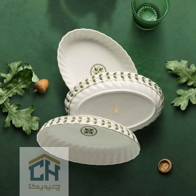 مرغ خوری بیضی چینی متوسط گلدکیش طرح ROYSA مدل GK701144-2