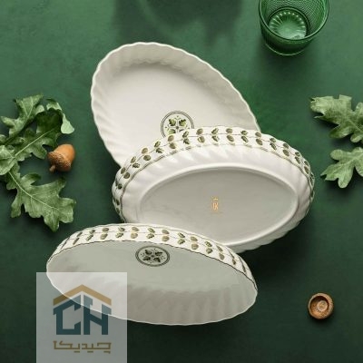 مرغ خوری بیضی چینی متوسط گلدکیش طرح ROYSA مدل GK701145-2